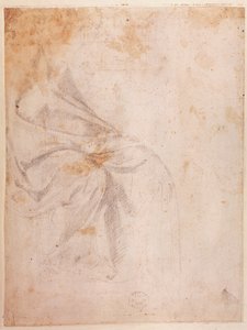 カーテンの研究（紙に黒いチョーク）c.1516（verso）（直訳は191775を参照）